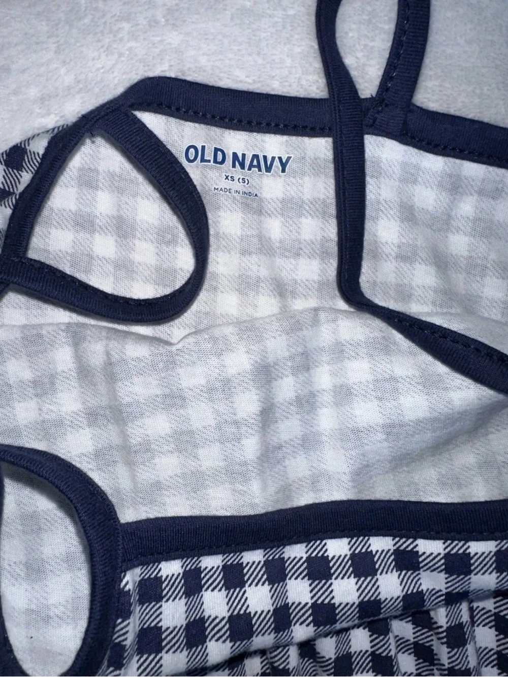 Old Navy Lot of 2 Girls Dress Blue Gingham Picnic Brown Ruffle XS Cotton NWT